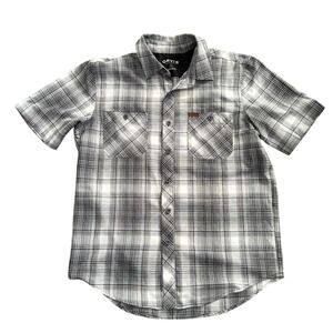 Orvis Men's Plaid Short Sleeve Button Down Shirt Black White Size Medium